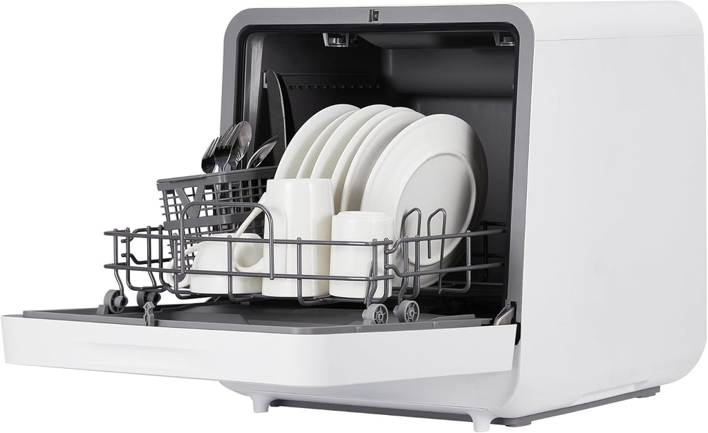 Portable Dishwasher Countertop with Large LED Display - No Plumbing Needed, 5 L Built-In Tank & Fauc