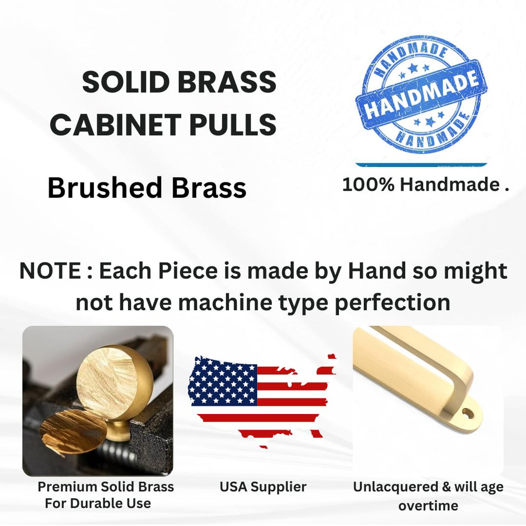 Solid Brass Cabinet Knob with Backplate - Handmade Brushed Unlacquered Brass Knob and Backplate Set for Drawer Door