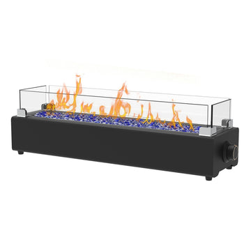 28-inch Table Top Propane Fire Pit, 40, 000 BTU Tabletop Firepit, Outdoor Portable Rectangular Fire Bowl w/Wind Glass