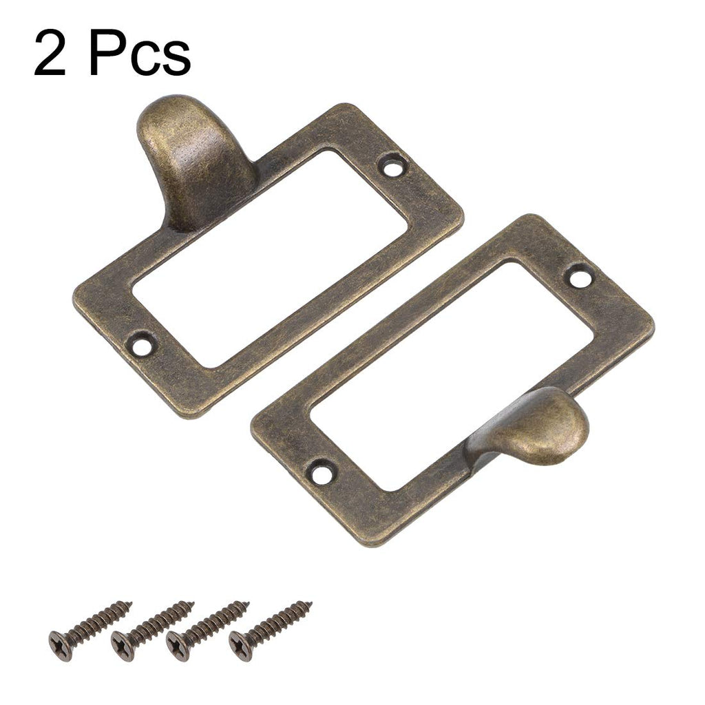 Label Holder Pull Handles, Vintage Zinc Alloy Label Frame Drawer Knobs for Cabinet Cupboard, Bronze Tone 59x31mm Pack