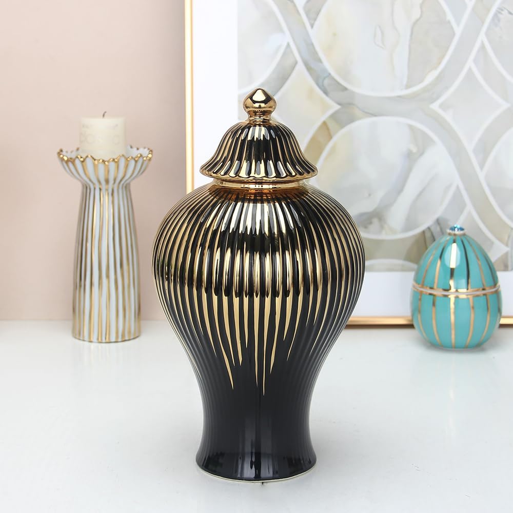 Decorative Ceramic Ginger jar with lid,Storage Ginger jar,Ceramic vase Decor,Entryway,Living Room,Kitchen,Table
