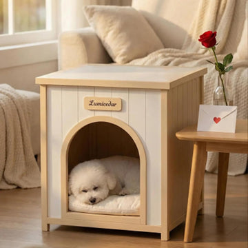 Rustic Dog House Indoor Outdoor Wooden Dog House for Small Dogs, Dog Kennel Indoor with Washable Cushion, Dog Houses