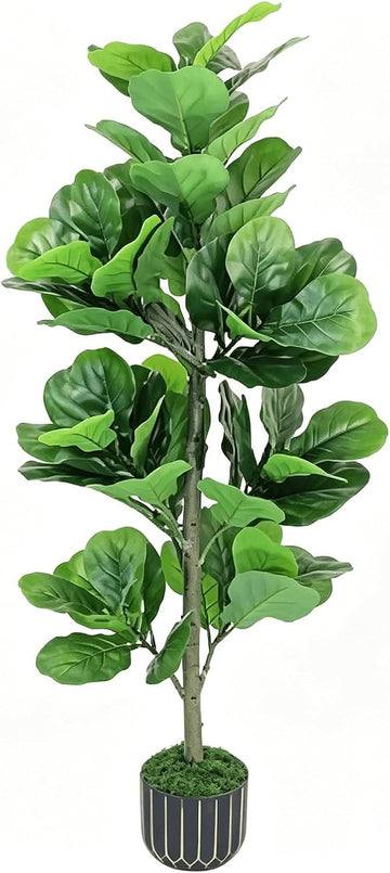 4FT Fiddle Leaf Fig Tree - Artificial Tree with Black Pot