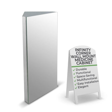 Supply Infinity Corner Wall Mount Medicine Cabinet with Mirror Polished Stainless Steel Bathroom Storage 23.6 x 11.8