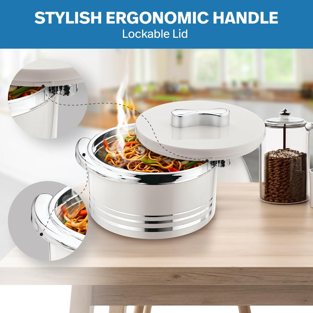 Insulated Casserole Dish with Lid 3 pc Set 3.7/2.6/1.5 qt. Hot Pot Food Warmer/Cooler -Thermal Soup/Salad Serving