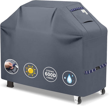 Grill Cover 600D Heavy Duty, Universal Fit Waterproof BBQ Grill Protector with Adjustable Straps, Weatherproof