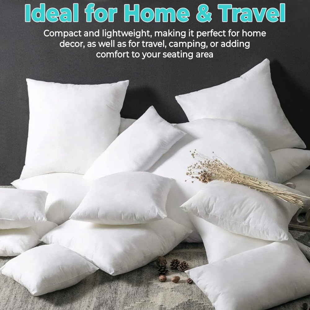18 x 18 Throw Pillow Insert White, Down Alternative Pillow Inserts for Decorative Pillow Covers, Throw - Set of 2
