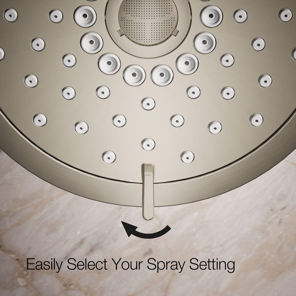 22169-BN Forté Three-Function Showerhead, 2.5 GPM, Full Coverage, Pulsating Massage, Silk Spray, Corrosion
