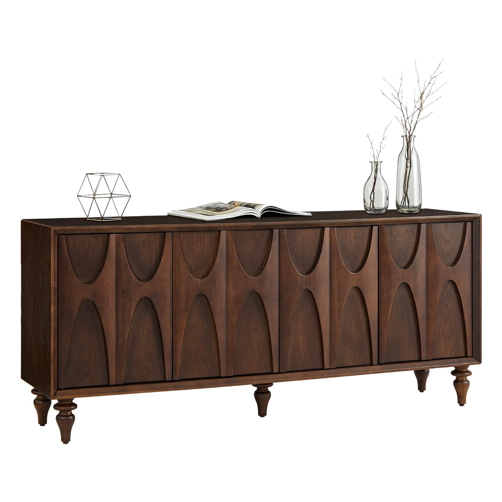 62.99" Sideboard Buffet Cabinet with Storage, Solid Wood Kitchen Storage Cabinet Credenza Accent Console Table with