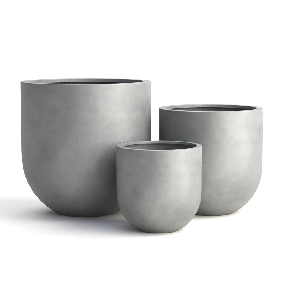 Signature Mount Antero 15.7''D x 15.7''H Modern Indoor Outdoor Fiberstone Bullet Shaped Planter, Durable Round Garden