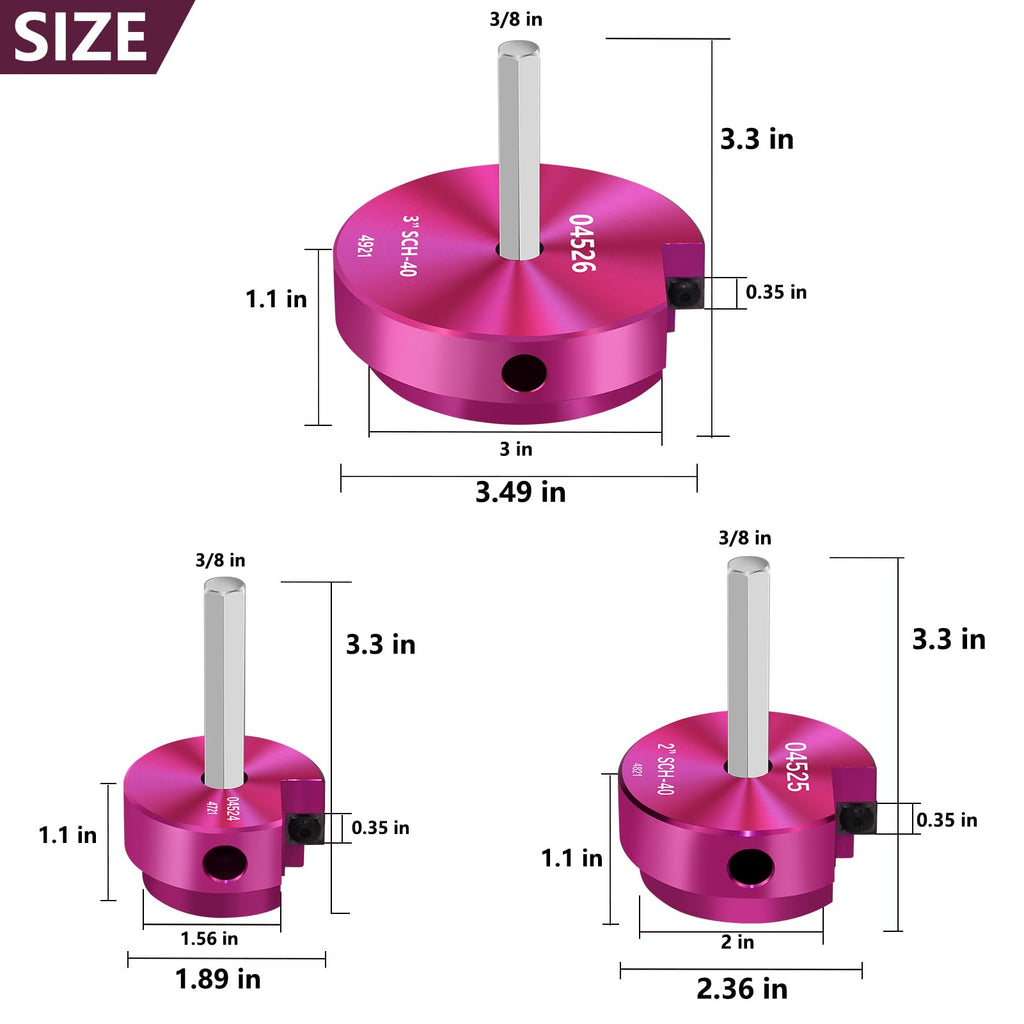 PVC Pipe Reamer 1-1/2", 2", 3", PVC Fitting Saver Socket Saver for Plumbing