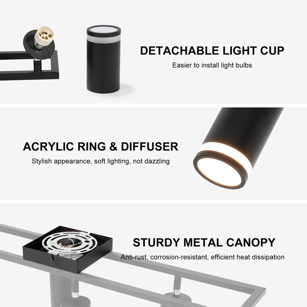 Track Lighting Fixtures Ceiling, GU10 Black Led Ceiling Spotlight