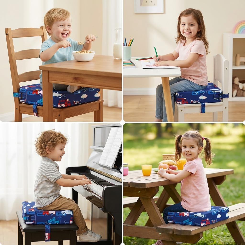 (2 Packs) Toddler Booster Seat Chair - Firm Support Booster Seat for Dining Table with Non-Slip Bottom and Adjustable