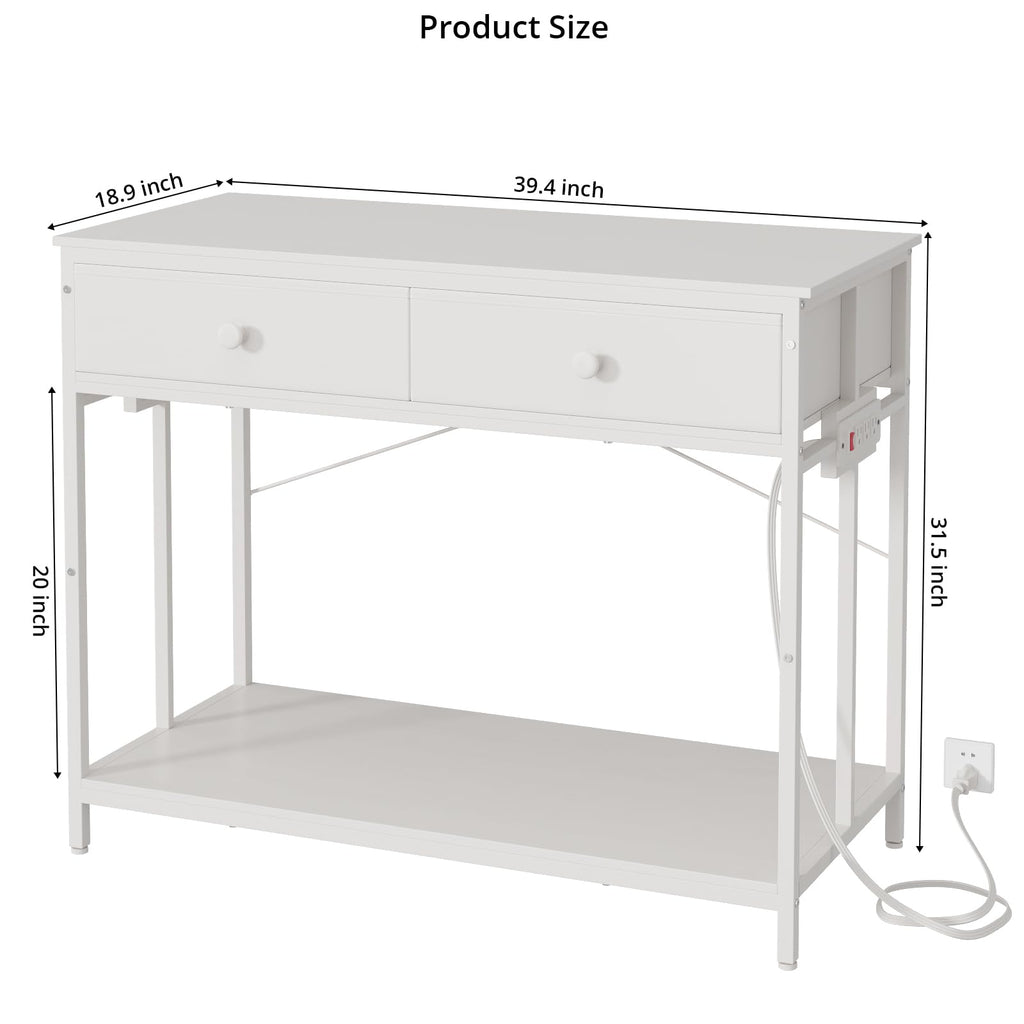 40 Gallon Aquarium Stand with Power Outlet & Cabinet Storage, White