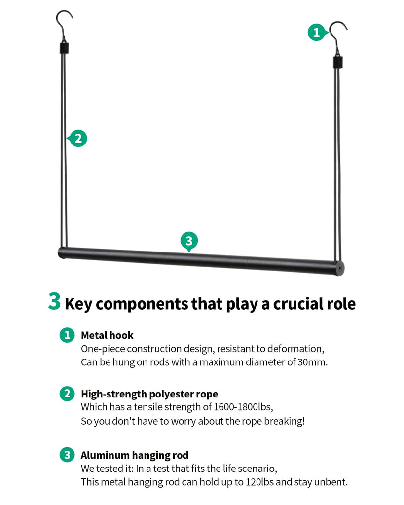 Adjustable Closet Hanging Rod 40" Black Closet Rod Extender