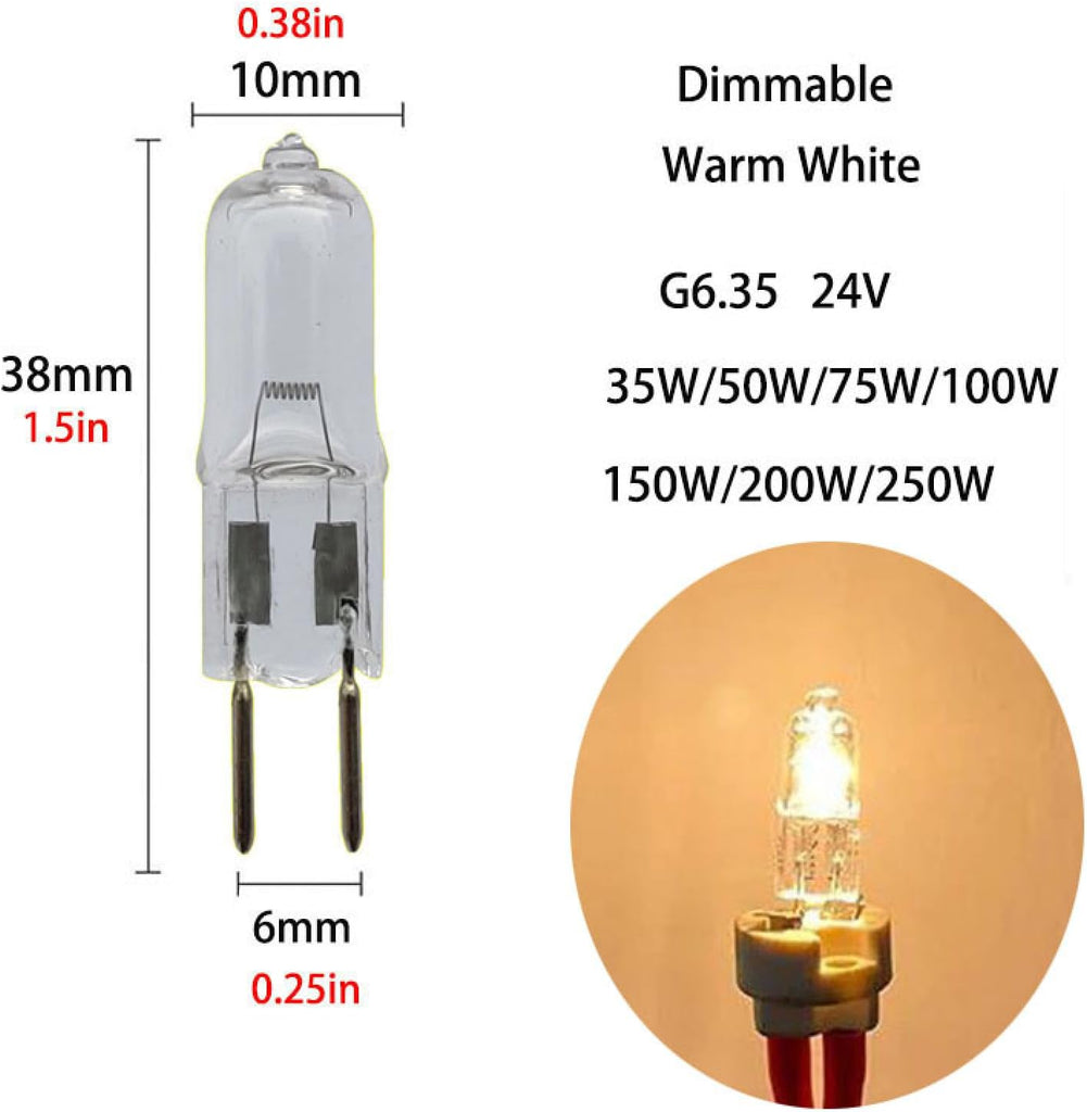 10Pc 50W 24V Gy6.35 Halogen Lamp 20W 24V Gy6.35 Halogen Bulb T4 Jc Type Dimmable Capsule Light Bulbs Gy6.35/G6.35