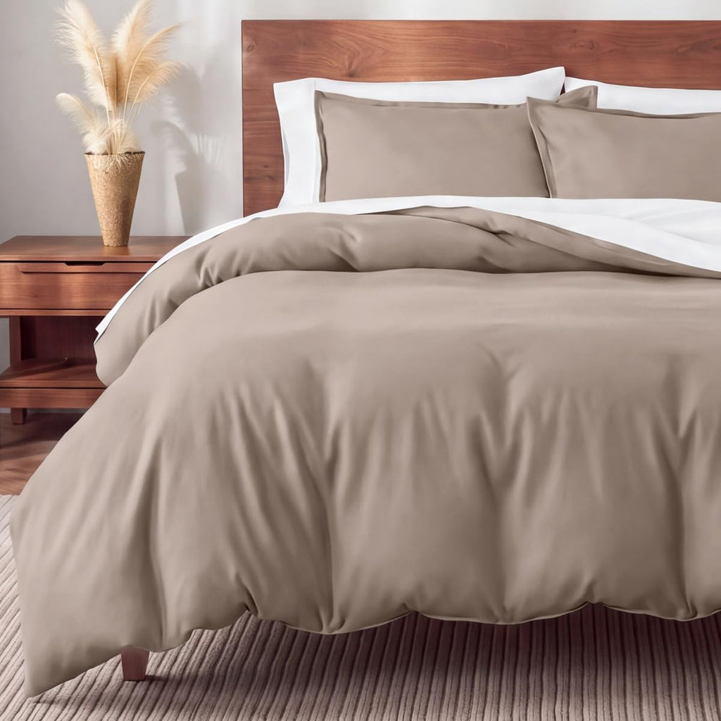 Flannel Duvet Cover Set (King, Taupe)