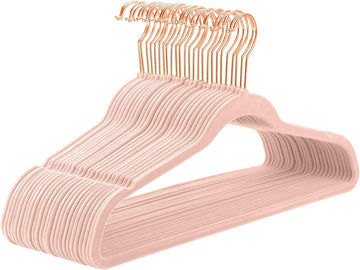 Velvet Hangers 60 Pack Non Slip Heavy Duty Blush Pink Rose Gold Hooks