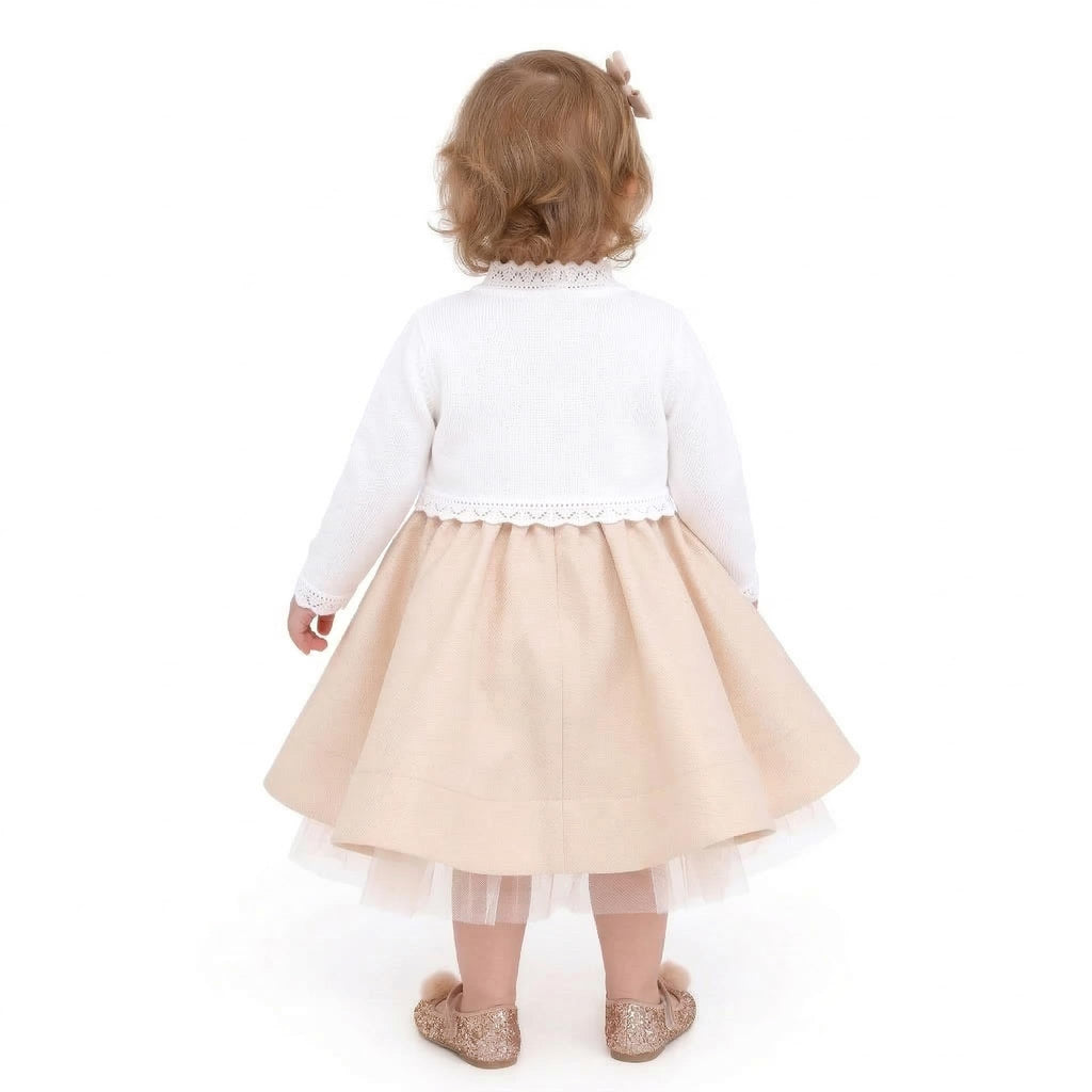 Baby Girls' Knit Long Sleeve Button Closure Bolero Cardigan Shrug White