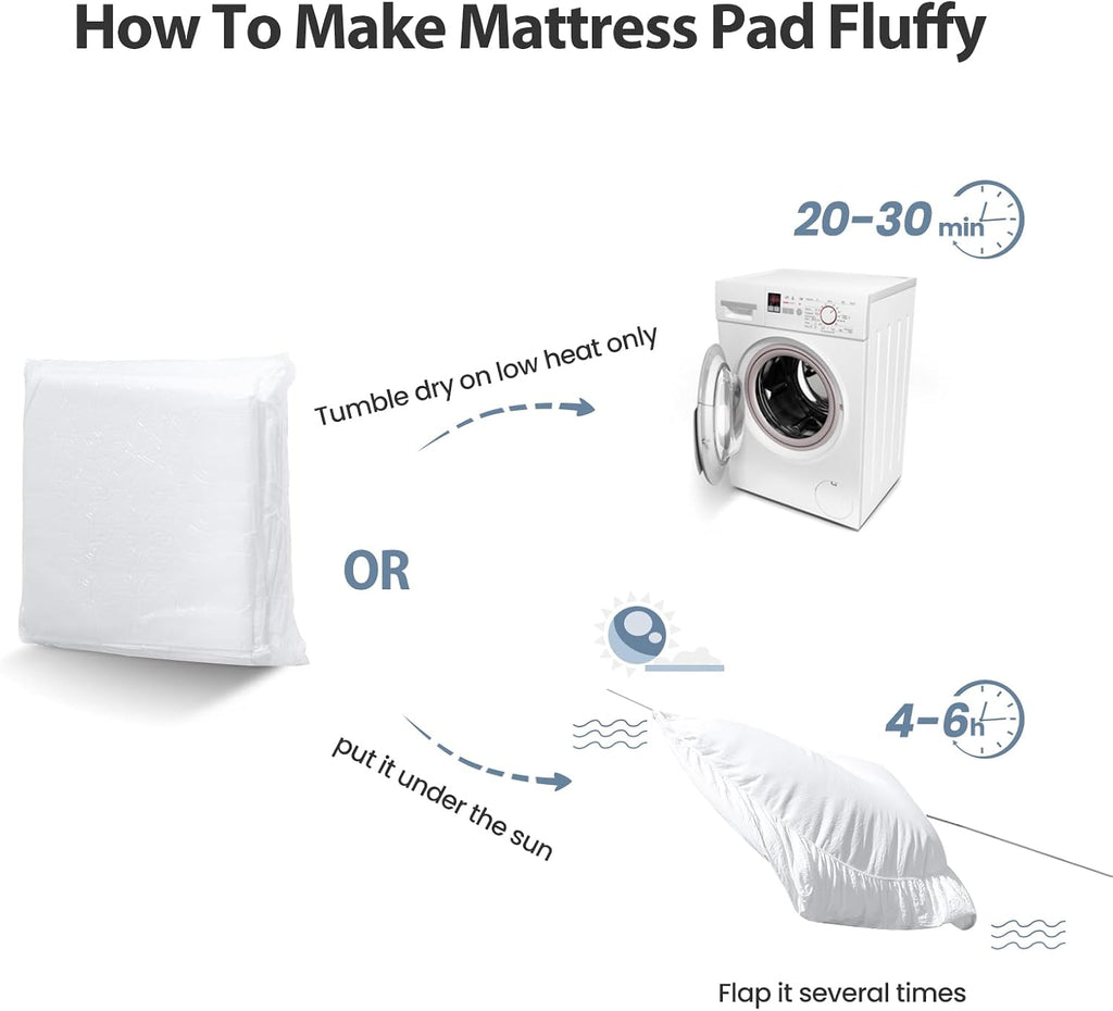 King Size Mattress Pad Cotton Pillow Top Mattress Topper White | Cooling Mattress Cover Cotton Top,8-21" Deep Pocket