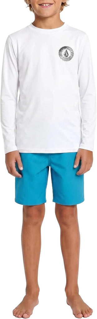 Boys' Long Sleeve Rashguard- UPF 50+ Sun Protection, Quick-Dry Swim Top- Big Boys