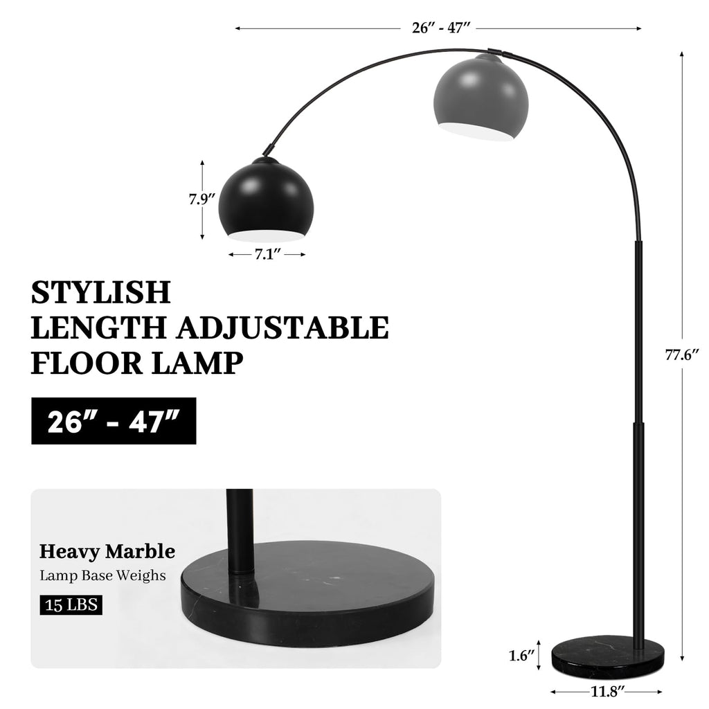 77" Arc Floor Lamp, Upgraded Black Standing Lamp with Remote