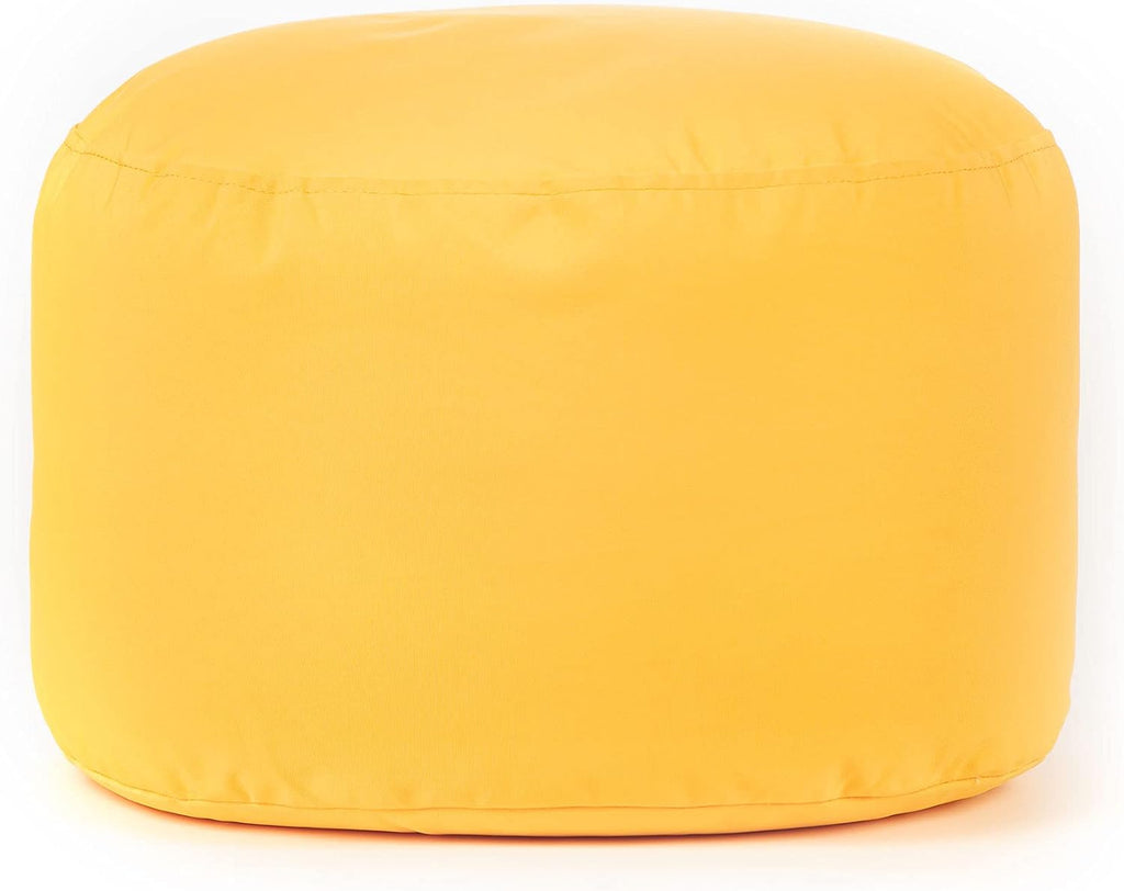 Home Dotcom Soleil Bean Bag Round Pouf Ottoman, Yellow - Waterproof, Fade-Resistant Ottoman Foot Rest for Outdoor