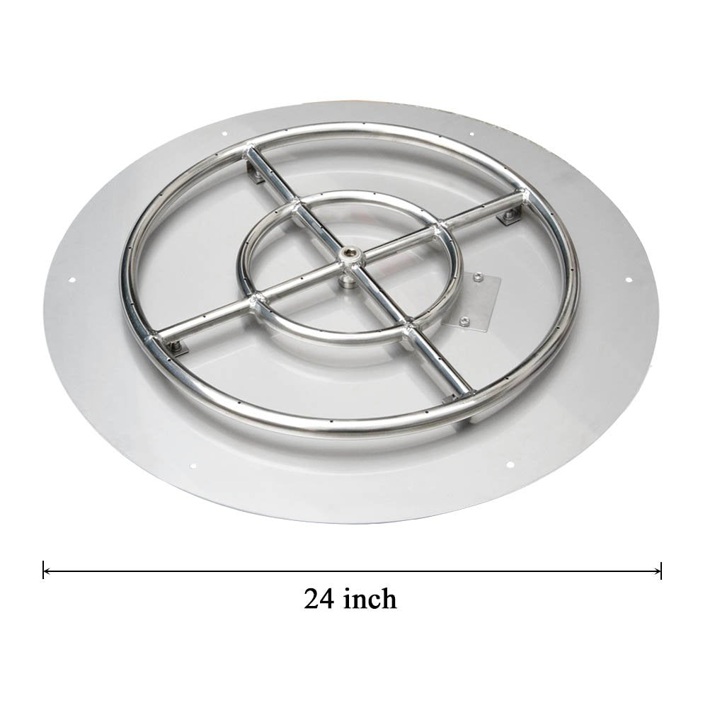 Stainless Steel 24" Round Flat Fire Pit Burner Pan