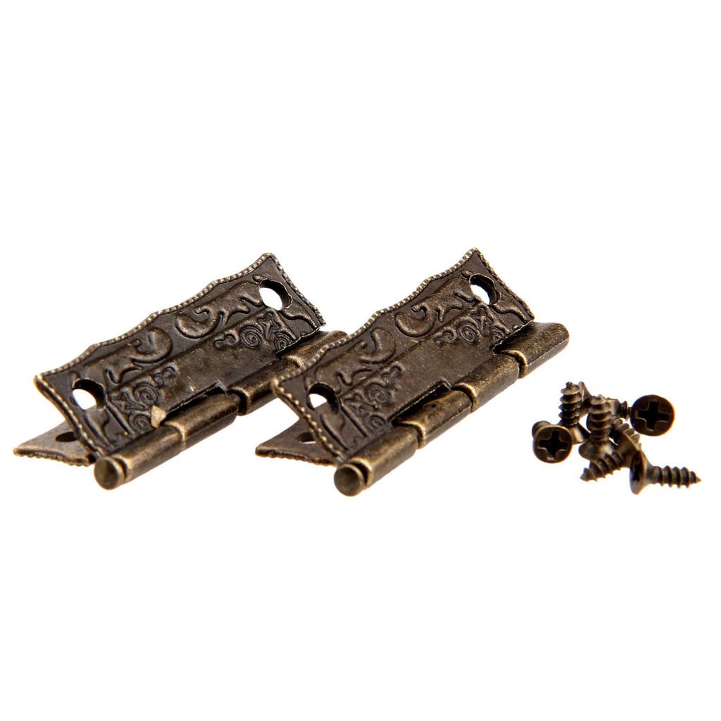 10Pcs Antique Bronze Small Hinges, Engraving Little Decorative Hinge