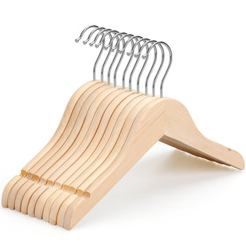 Unfinished/Natural Kids Children Baby Wood Wooden Clothes Dress Shirt Hangers with No Painting - 360°Stronger