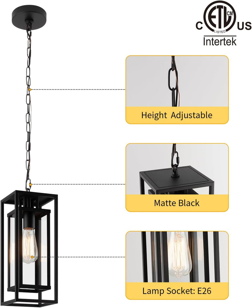 14" Outdoor Pendant Lights for Front Porch Hanging Lamps for House Outside Lighting Fixture for Patio Exterior
