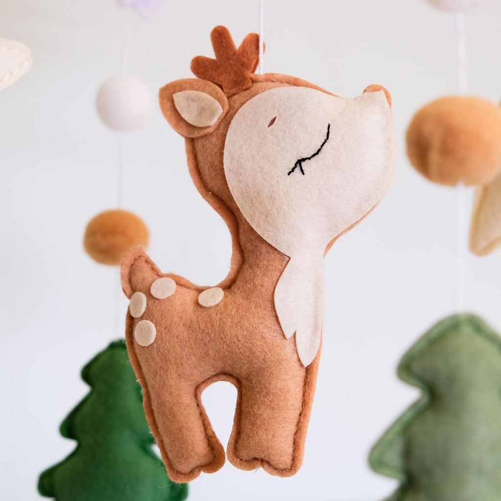 Woodland Baby Crib Mobile, Deer Baby Mobile for Crib Boys & Girls, Fawn Nursery Mobile, Forest Theme Baby Nursery