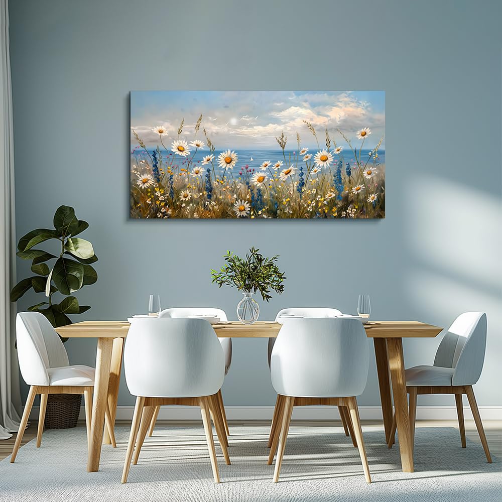 Blue Ocean Canvas Wall Art Wall Decor Bathroom Decoration Abstract Natural Seascape Painting Modern Office