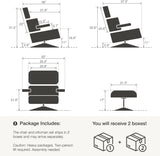 Modern Reading Chair and Ottoman — Leather