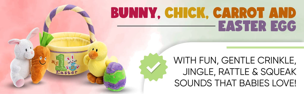 Baby's My First Easter Basket: Deluxe 5-Piece Set with Easter Bunny, Baby Chick, Carrot & Easter Egg - Perfect Easter