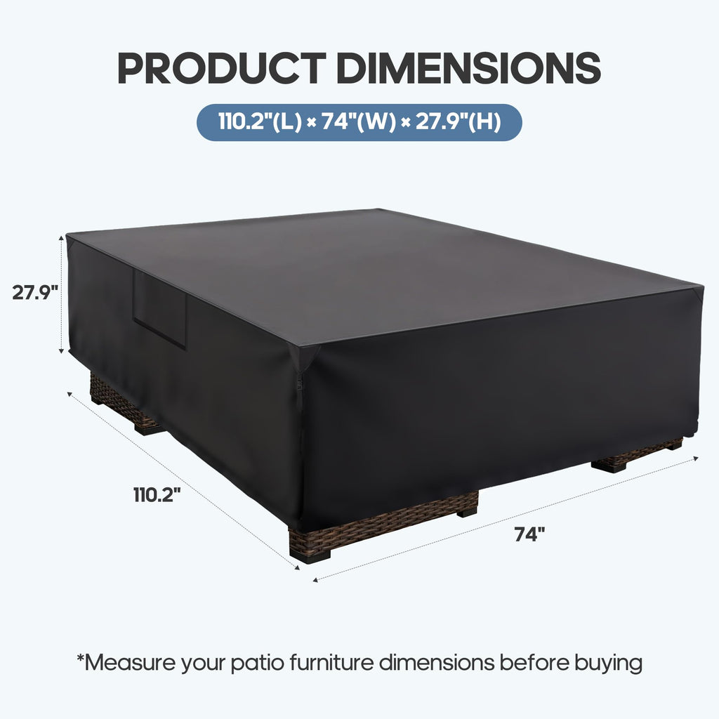 Outdoor Furniture Cover 600D Waterproof Patio Sofa Cover 111" X 74"