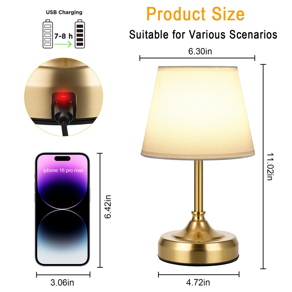 Small Cordless Table Lamp Rechargeable Gold