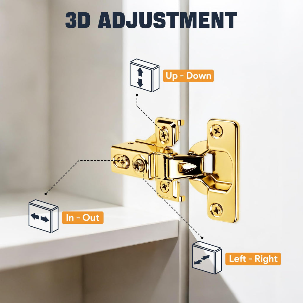 40 Pack (20 Pair) Soft Close Cabinet Hinges, 1/2 Overlay Soft Close Hinges Cabinet, Stainless Steel, Built-in Damper