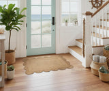 Natural Hand Woven Farmhouse Jute Area Scalloped Rug (Natural, 2x3 Feet)