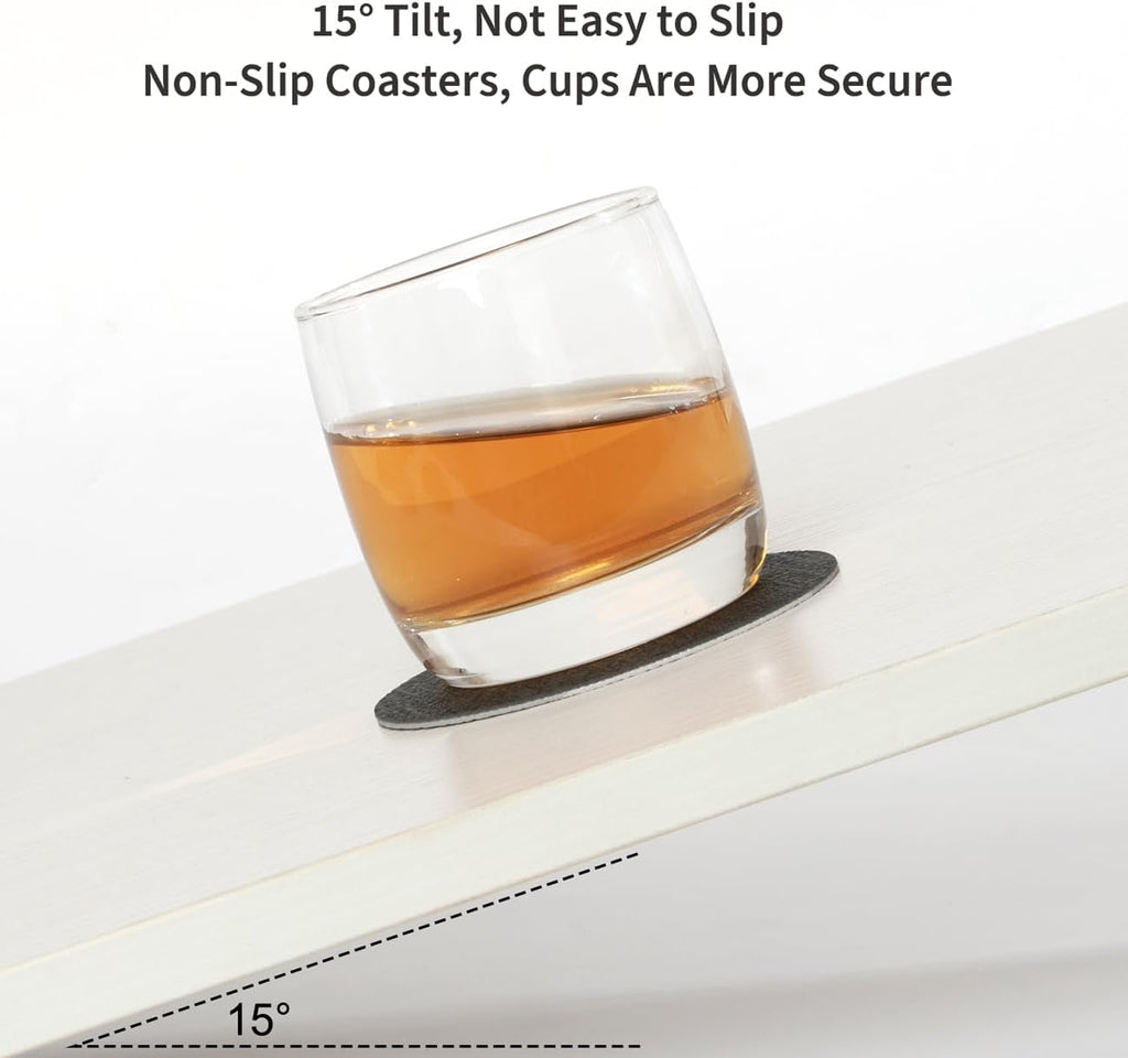 Faux Leather Drink Coasters with Holder, Dual Sided Sets of 12 - Set of 12