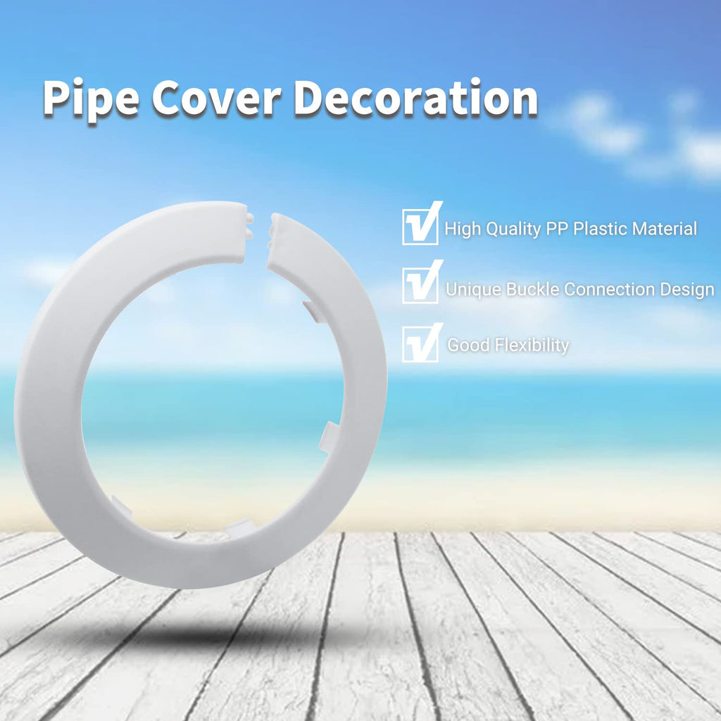 White Plastic Escutcheon Plate for 3.5 Inch Water Pipe Decoration