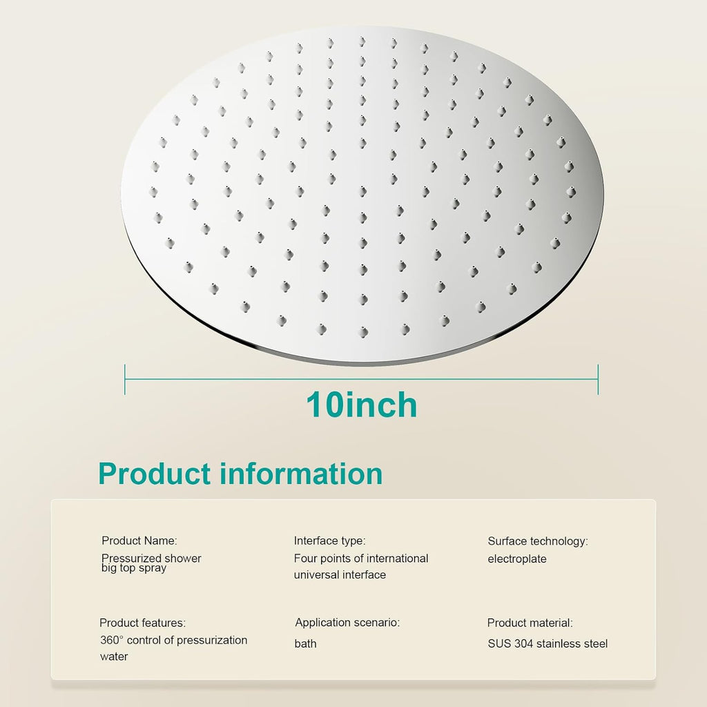 All Metal Rain Shower Head - Heavy Duty Stainless Steel, Easy Install, High Water Flow