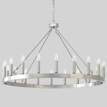 Inspired Camino Style Chandelier - Silver Wagon Wheel Chandelier 40", Farmhouse Brushed Nickel Chandelier for Dining Room 20-Light, Modern Round Living Room Chandeliers Light Fixture for Foyer, Entryway, E12 A105-B0DHVBHHXP