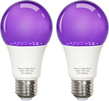A19 LED Black Light Bulbs, 2-Pack