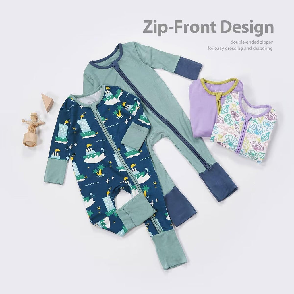 Unisex Baby 2 Pack Bamboo Viscose Pajamas with Mittens and Feet Cuffs