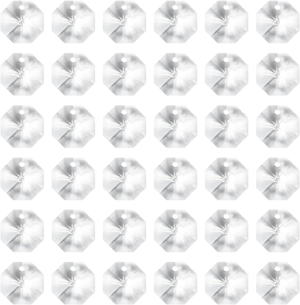 K9 Crystal Octagon Beads 1 Hole Pendants, 40 Pack 14mm, Clear