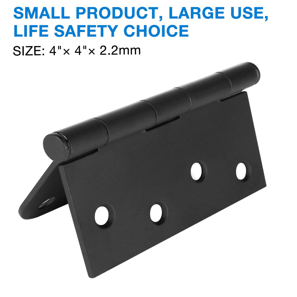Matte Black Door Hinges 4 Inch Square Rounded 5/8" Radius 6 Pack