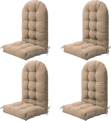 Outdoor Adirondack Chair Cushion Set of 4, Patio Chair, Khaki | Thickened High Back Patio Chair Cushion, Anti-Slip