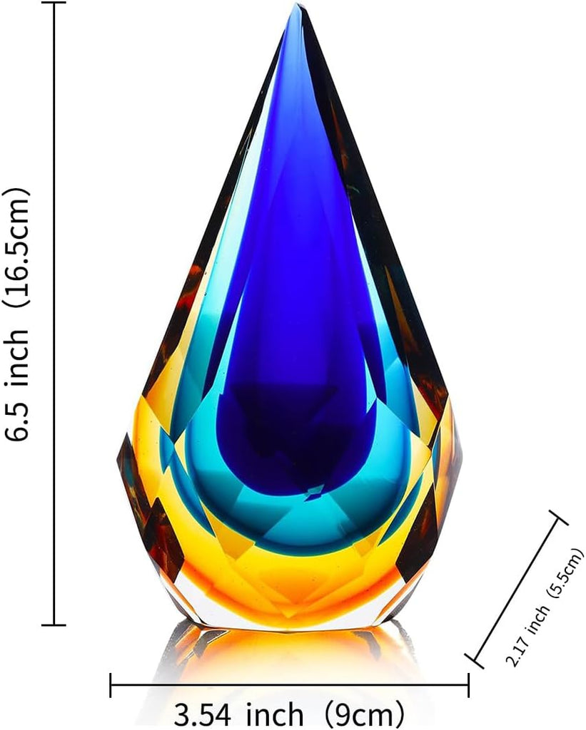 Hand-Blown Glass Sculpture Glass Decor Murano-Style Glass Statue and Figurine Wonderful Gift, Blue and Green Color