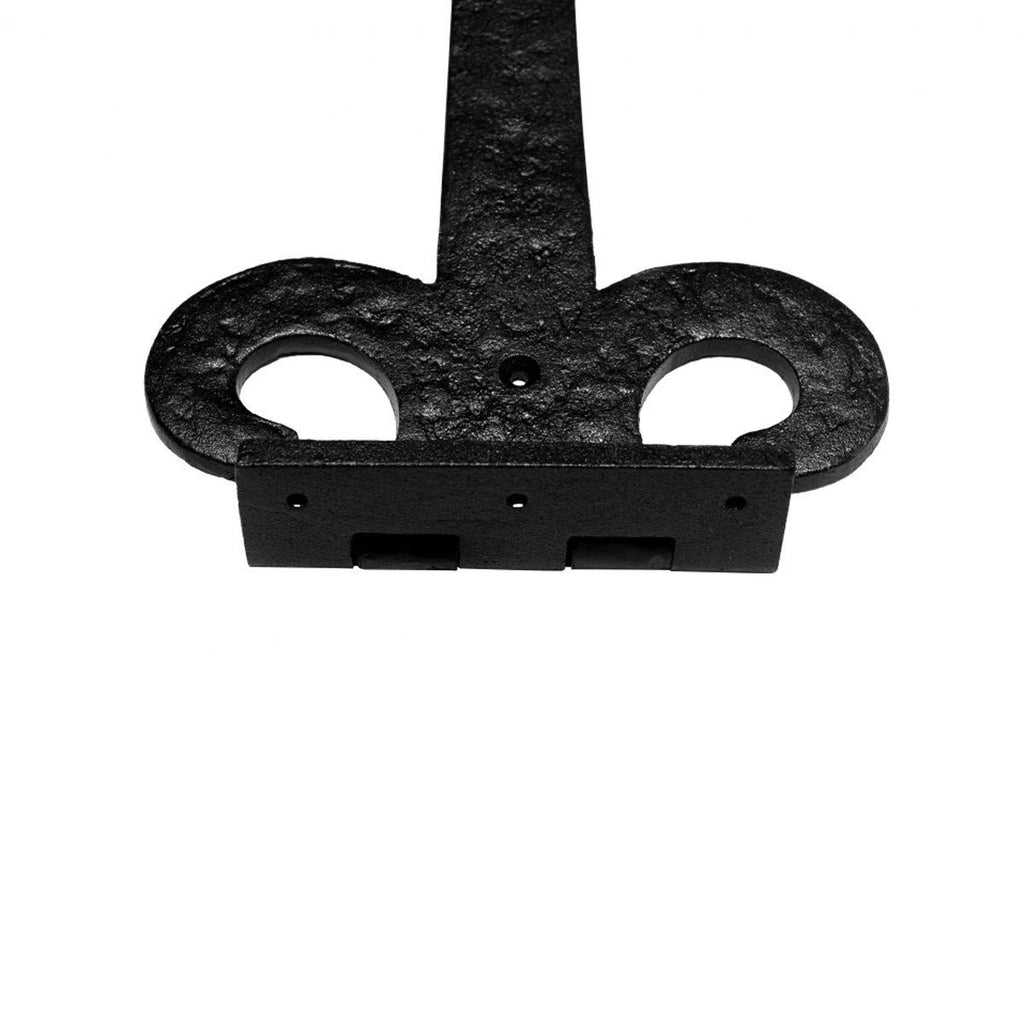 Strap Hinge 18 in. Black Wrought Iron Fleur De Lis Style Flush Mount Heavy Duty Strap Gate and Door Hinges with